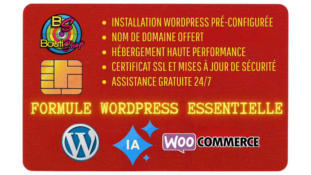Carte formule WordPress essentielle . Pour vendre et partager En toute facilité