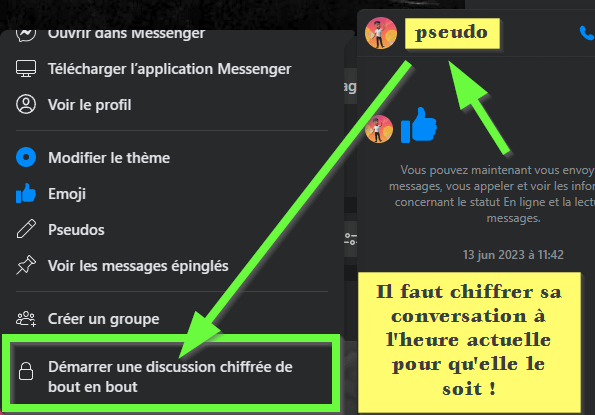 Chiffrer une conversation Messenger sous Windows